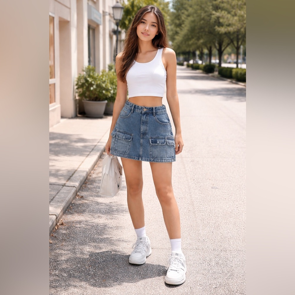 Zara Blue Denim Skirt, size S, New with tag.